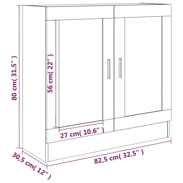 Armoire à vitrine Chêne fumé 82,5x30,5x80 cm Bois d'ingénierie – Image 7