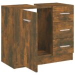 Armoire de lavabo Chêne fumé 63x30x54 cm Bois d'ingénierie – Image 2