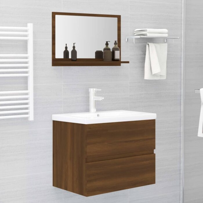 Miroir de bain Chêne marron 60x10,5x37 cm Bois d'ingénierie – Image 3