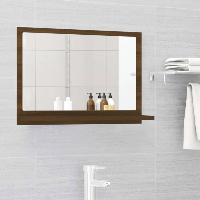 Miroir de bain Chêne marron 60x10,5x37 cm Bois d'ingénierie – Image 1