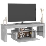 Meuble TV avec lumières LED sonoma gris 120x35x40 cm – Image 5