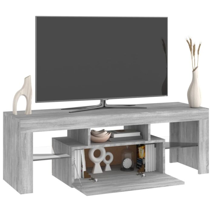 Meuble TV avec lumières LED sonoma gris 120x35x40 cm – Image 5