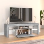 Meuble TV avec lumières LED sonoma gris 120x35x40 cm – Image 6