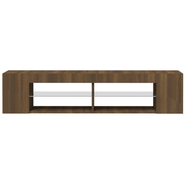Meuble TV avec lumières LED chêne marron 135x39x30 cm – Image 2
