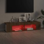 Meuble TV avec lumières LED chêne marron 135x39x30 cm – Image 6