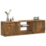 Meuble TV avec lumières LED chêne fumé 120x30x35,5 cm – Image 4