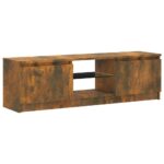 Meuble TV avec lumières LED chêne fumé 120x30x35,5 cm – Image 6