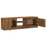 Meuble TV avec lumières LED chêne fumé 120x30x35,5 cm – Image 7