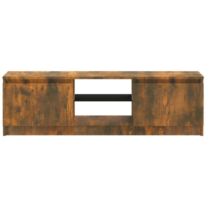 Meuble TV avec lumières LED chêne fumé 120x30x35,5 cm – Image 8