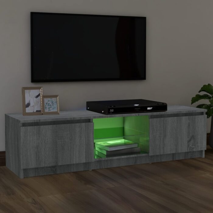 Meuble TV avec lumières LED sonoma gris 120x30x35,5 cm – Image 2