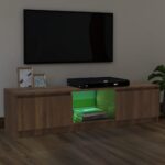 Meuble TV avec lumières LED chêne marron 120x30x35,5 cm – Image 2