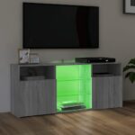 Meuble TV avec lumières LED Sonoma gris 120x30x50 cm – Image 2