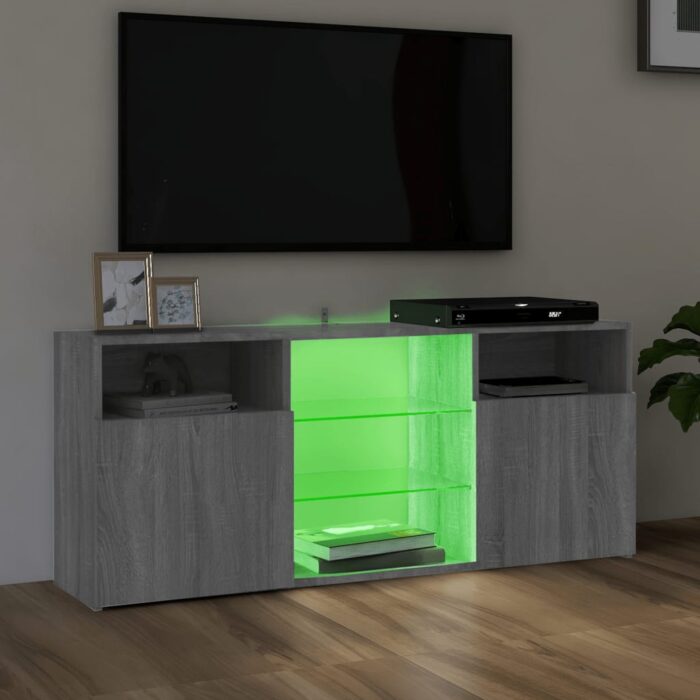 Meuble TV avec lumières LED Sonoma gris 120x30x50 cm – Image 2