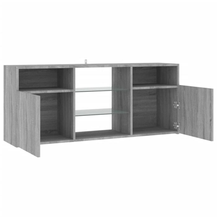 Meuble TV avec lumières LED Sonoma gris 120x30x50 cm – Image 6