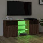 Meuble TV avec lumières LED Chêne marron 120x30x50 cm – Image 2
