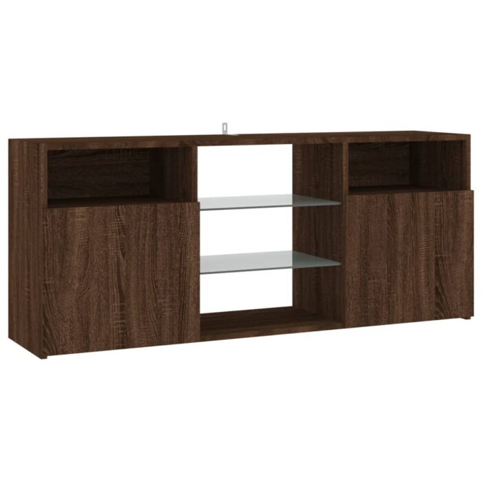 Meuble TV avec lumières LED Chêne marron 120x30x50 cm – Image 5