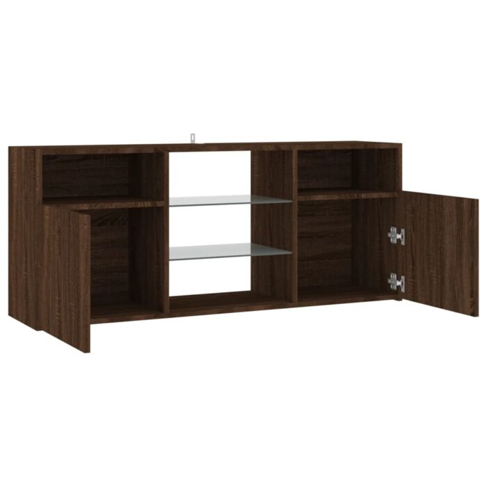 Meuble TV avec lumières LED Chêne marron 120x30x50 cm – Image 6