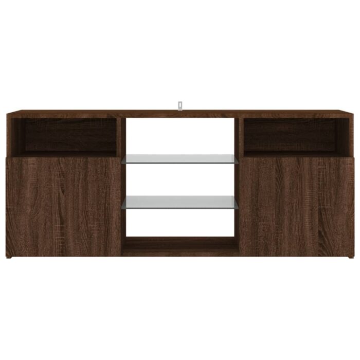 Meuble TV avec lumières LED Chêne marron 120x30x50 cm – Image 7