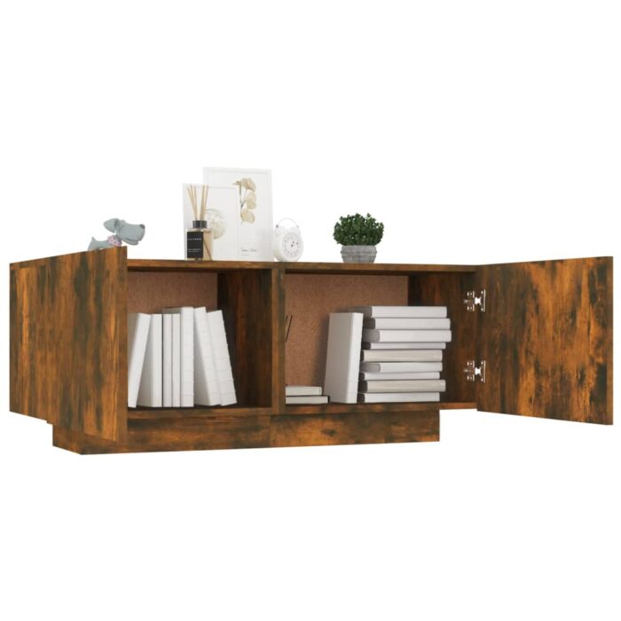 Meuble TV Chêne fumé 100x35x40 cm Bois d'ingénierie – Image 5