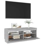 Meuble TV avec lumières LED sonoma gris 100x35x40 cm – Image 5