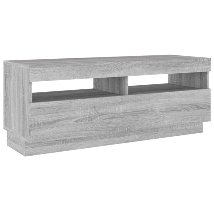 Meuble TV avec lumières LED sonoma gris 100x35x40 cm – Image 6