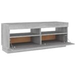 Meuble TV avec lumières LED sonoma gris 100x35x40 cm – Image 7