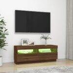 Meuble TV avec lumières LED chêne marron 100x35x40 cm – Image 2