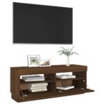Meuble TV avec lumières LED chêne marron 100x35x40 cm – Image 5