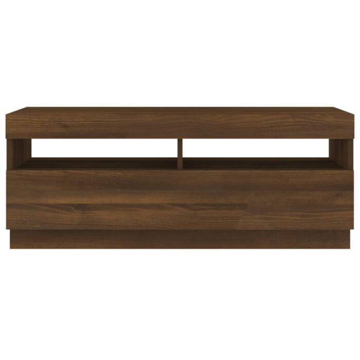 Meuble TV avec lumières LED chêne marron 100x35x40 cm – Image 8
