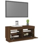Meuble TV avec lumières LED chêne marron 80x35x40 cm – Image 4