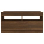 Meuble TV avec lumières LED chêne marron 80x35x40 cm – Image 7