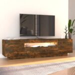 Meuble TV avec lumières LED Chêne fumé 160x35x40 cm – Image 3