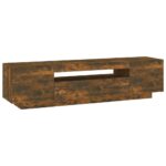 Meuble TV avec lumières LED Chêne fumé 160x35x40 cm – Image 5