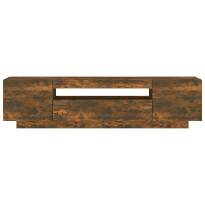 Meuble TV avec lumières LED Chêne fumé 160x35x40 cm – Image 6