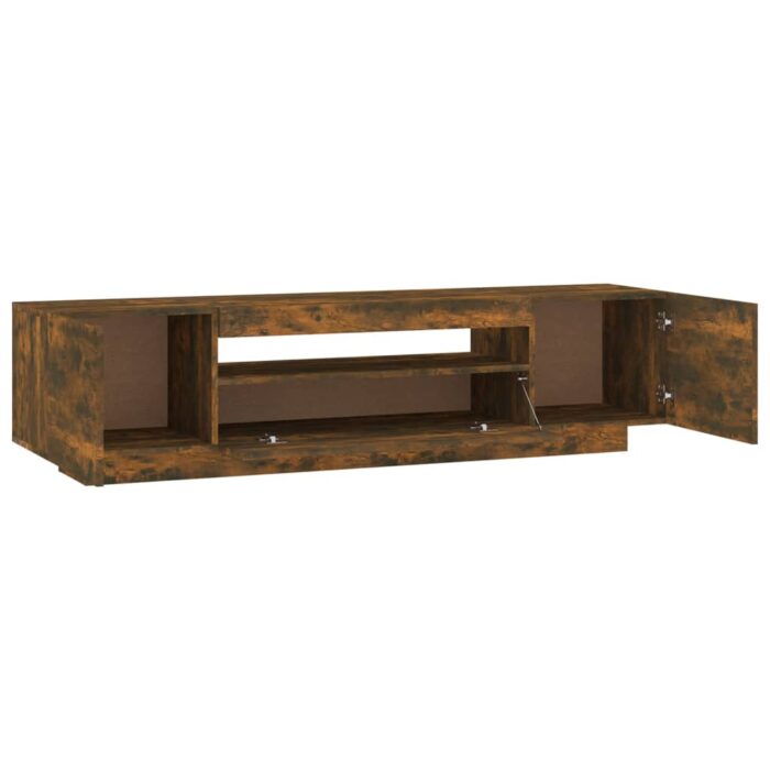 Meuble TV avec lumières LED Chêne fumé 160x35x40 cm – Image 7