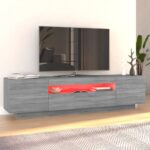 Meuble TV avec lumières LED Sonoma gris 160x35x40 cm – Image 2