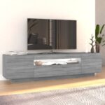 Meuble TV avec lumières LED Sonoma gris 160x35x40 cm – Image 3