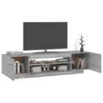 Meuble TV avec lumières LED Sonoma gris 160x35x40 cm – Image 4