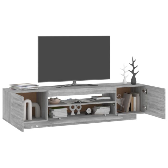 Meuble TV avec lumières LED Sonoma gris 160x35x40 cm – Image 4