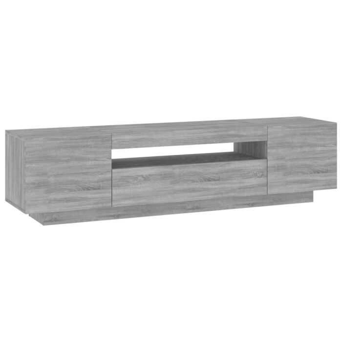 Meuble TV avec lumières LED Sonoma gris 160x35x40 cm – Image 5