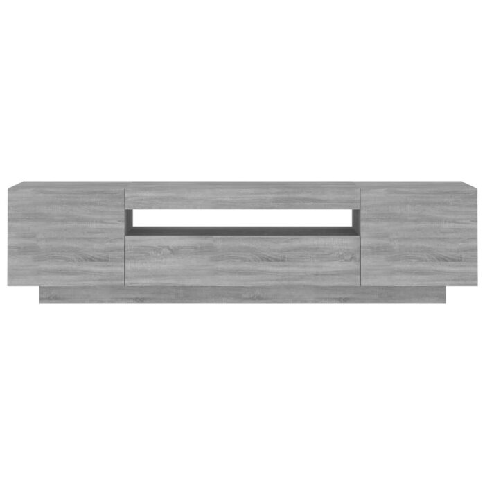 Meuble TV avec lumières LED Sonoma gris 160x35x40 cm – Image 6