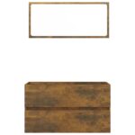 Ensemble de meubles de salle de bain 2 pcs Chêne fumé – Image 3
