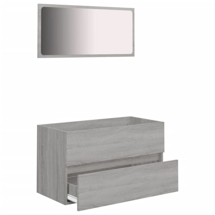 Ensemble de meubles de salle de bain 2 pcs Sonoma gris – Image 3