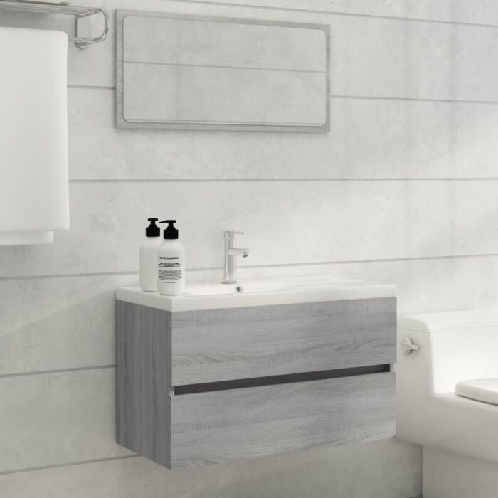 Ensemble de meubles de salle de bain 2 pcs Sonoma gris – Image 1
