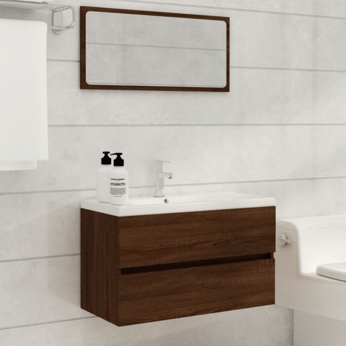 Ensemble de meubles de salle de bain 2 pcs Chêne marron – Image 1