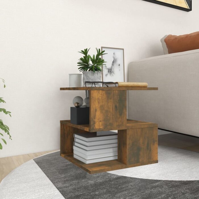 Table d'appoint Chêne fumé 40x40x40 cm Bois d'ingénierie – Image 1