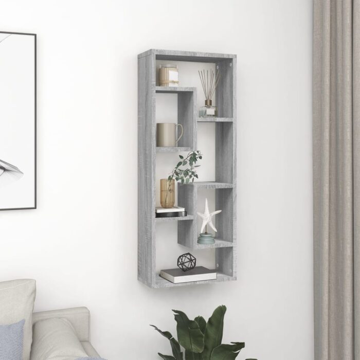 Étagère murale Sonoma gris 36x16x90 cm Bois d'ingénierie – Image 1