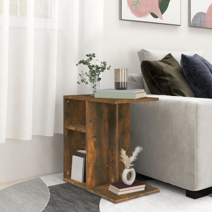 Table d'appoint Chêne fumé 50x30x50 cm Bois d'ingénierie – Image 1