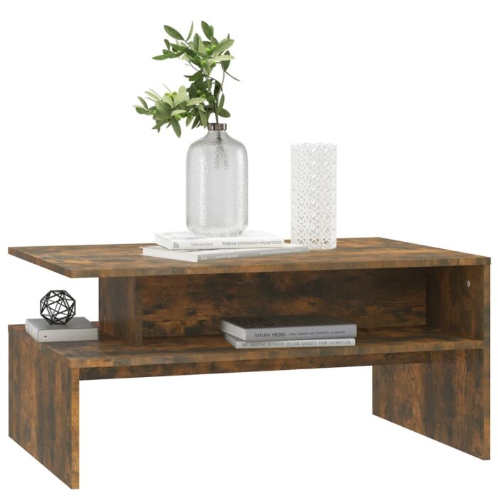Table basse Chêne fumé 90x60x42,5 cm Bois d'ingénierie – Image 3