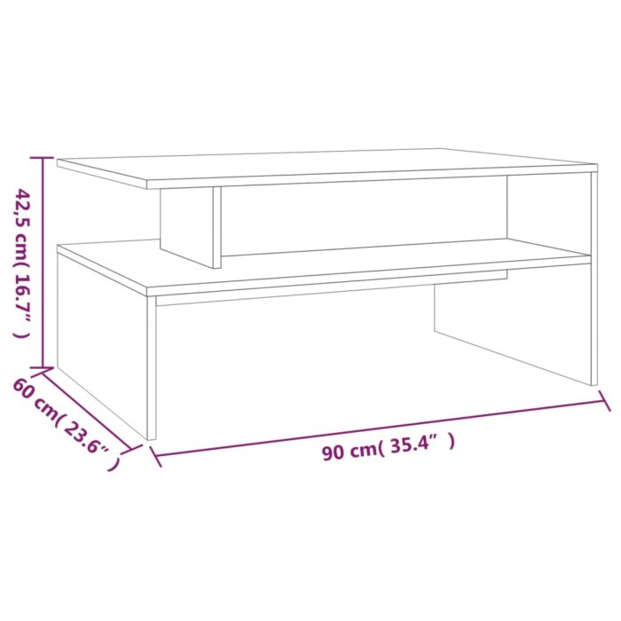 Table basse Chêne fumé 90x60x42,5 cm Bois d'ingénierie – Image 4